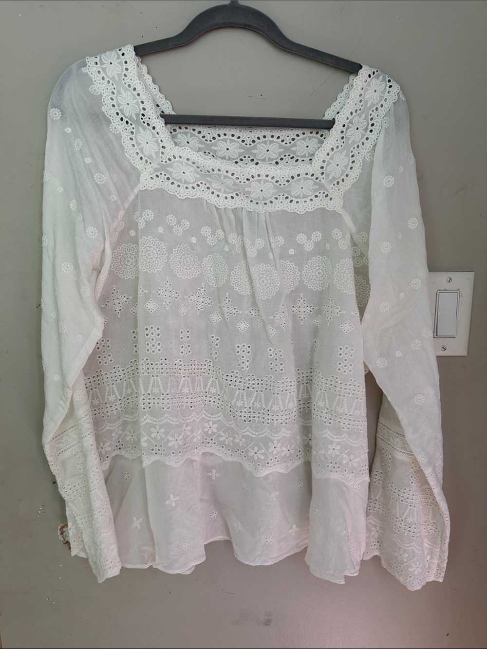Sundance White Eyelet Lace Square-Neck Blouse